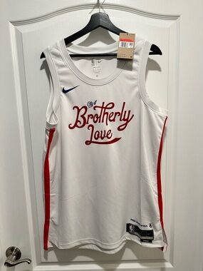 Philadelphia 76ers Brotherly Love Jersey Mens Large White NBA Basketball Jersey